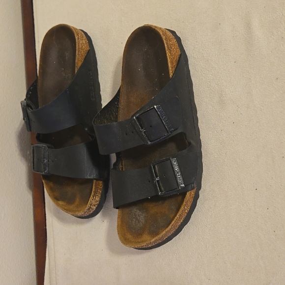 Birkenstock Black Double Strap Sandals Sz 38 L7 M5 - Picture 2 of 6